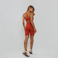 Conjunto Top e Calça Fitness Tecido Duplo Texturizado Premium Bojo Embutido Laranja TP1864