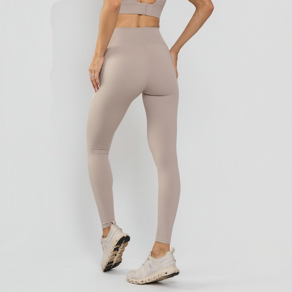 Calça Legging Premium Cós Antômico Superlargo Recorte Texturizado Areia LG2397