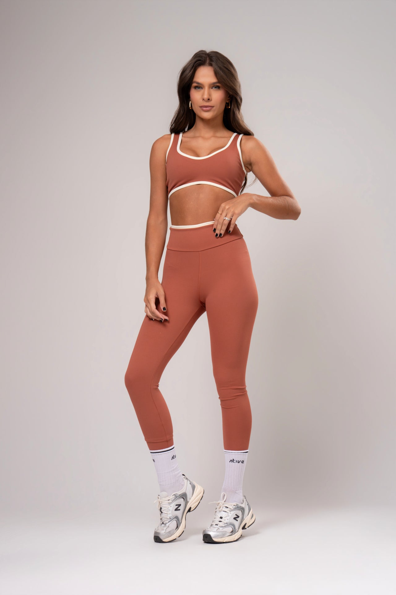 Conjunto Legging e Top Viés Cosmo Terracota