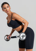 Conjunto Top e Calça Fitness Feminino Com Recortes Preto Básico Dlk