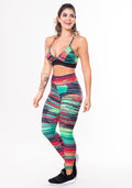 Conjunto Fitness Match Poliamida Estampada Riscos Coloridos (top+calça) Dlk