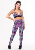 Conjunto Fitness Match Poliamida Estampada Setas Coloridas (top+calça) Dlk
