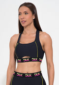 Conjunto Top e Calça Fitness Feminino Cut-out Elástico Colorido Action Dlk