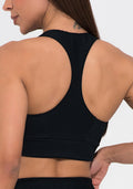 Conjunto Top e Calça Fitness Feminino Preto Canelado Modelo Nadador Action Dlk