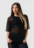 Blusa T-shirt Fitness Feminina De Tule Activity Dlk Preto