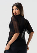 Blusa T-shirt Fitness Feminina De Tule Activity Dlk Preto
