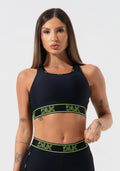 Conjunto Top e Calça Fitness Feminino Com Bojo E Costas Vazadas Com Elástico Activity Dlk Preto