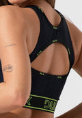Conjunto Top e Calça Fitness Feminino Com Bojo E Costas Vazadas Com Elástico Activity Dlk Preto