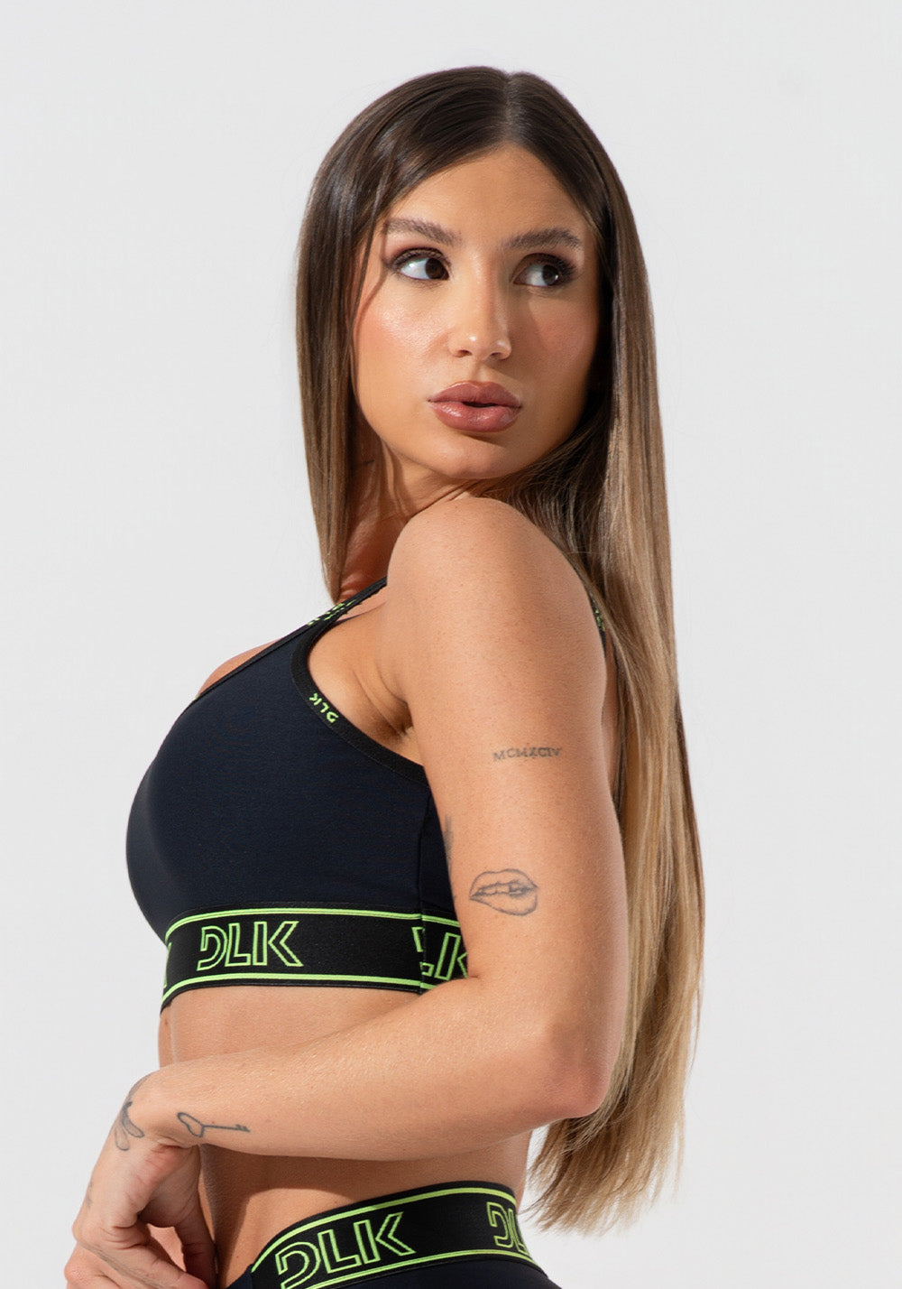 Conjunto Top e Calça Fitness Feminino Com Bojo E Alças Duplas De Elástico Activity Dlk Preto