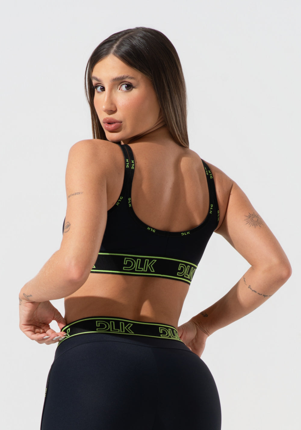 Conjunto Top e Calça Fitness Feminino Com Bojo E Alças Duplas De Elástico Activity Dlk Preto