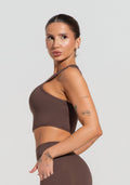 Conjunto Top e Calça Cropped Fitness Feminino Com Cava Americana Soul Dlk Marrom