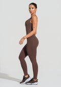 Macacão Fitness Feminino Nadador Com Decote Soul Dlk Marrom