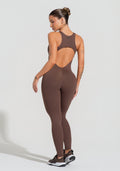 Macacão Fitness Feminino Nadador Com Decote Soul Dlk Marrom