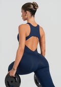 Macacão Fitness Feminino Nadador Com Decote Soul Dlk Azul Marinho