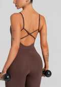 Macacão Fitness Feminino Com Alças Reguláveis Soul Dlk Marrom
