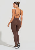 Macacão Fitness Feminino Com Alças Reguláveis Soul Dlk Marrom