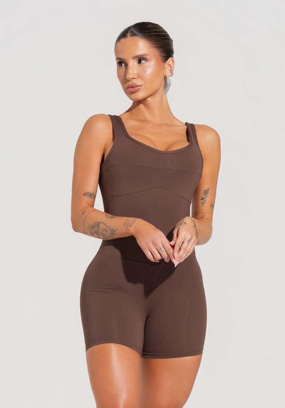 Macaquinho Fitness Feminino Com Alças Largas Soul Dlk Marrom
