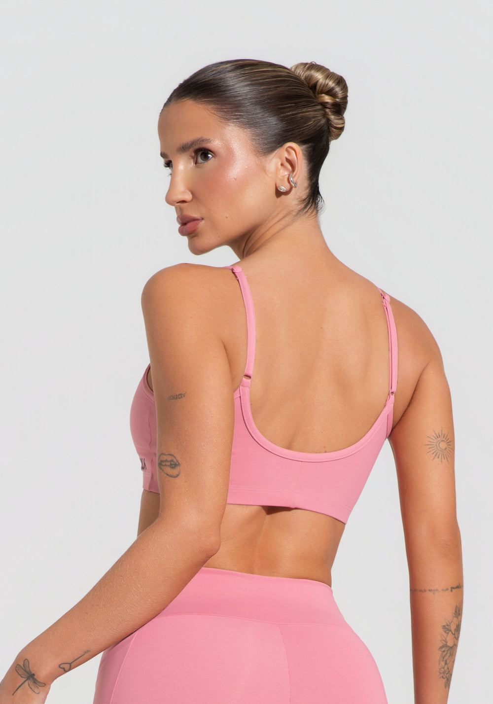 Conjunto Top e Calça Fitness Feminino Com Alças Finas Reguláveis Soul Dlk Rosa