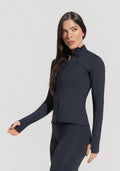 Casaco Fitness Feminino Com Zíper Preto Básico Dlk