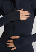 Casaco Fitness Feminino Com Zíper Preto Básico Dlk