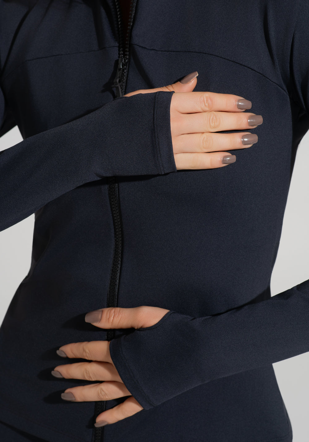 Casaco Fitness Feminino Com Zíper Preto Básico Dlk