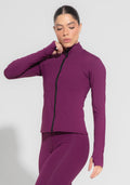 Casaco Fitness Feminino Com Zíper Roxo Básico Dlk