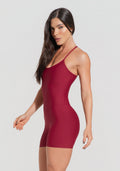 Macaquinho Fitness Feminino Vermelho Cereja Com Alças Cruzadas Aura Dlk