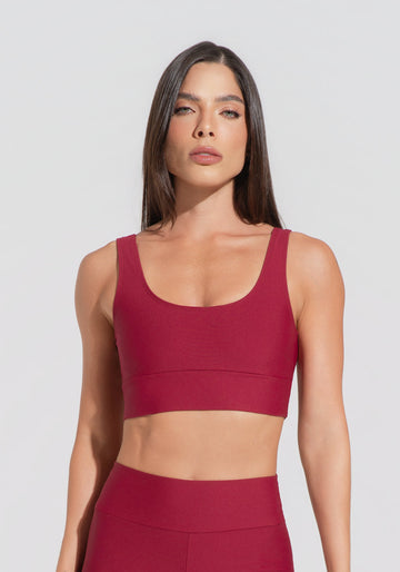 Conjunto Top e Calça Fitness Feminino Vermelho Cereja Com Alça Larga Aura Dlk