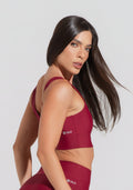Conjunto Top e Calça Fitness Feminino Vermelho Cereja Com Alça Larga Aura Dlk