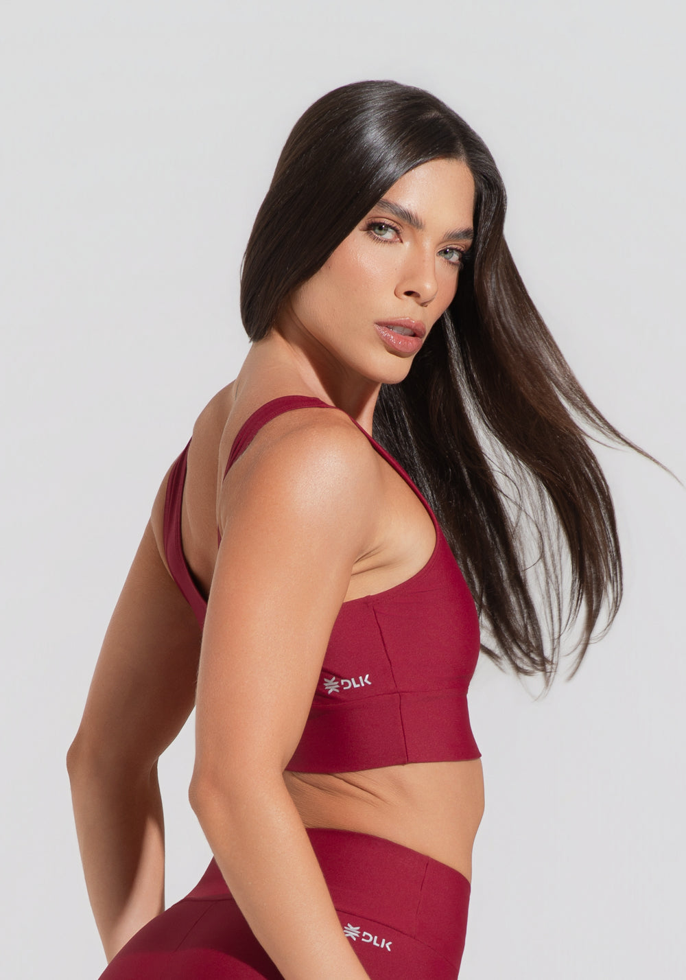 Conjunto Top e Calça Fitness Feminino Vermelho Cereja Com Alça Larga Aura Dlk