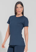 Blusa Fitness Feminina Alongada Motion Lines Dlk Azul Marinho