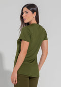 Blusa Fitness Feminina Alongada Motion Lines Dlk Verde Oliva