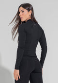 Casaco Fitness Feminino Com Detalhe Canelado Motion Lines Dlk Preto
