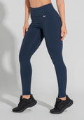 Legging Fitness Feminina Com Detalhe Canelado Motion Lines Dlk Azul Marinho