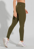 Legging Fitness Feminina Com Lateral Canelada Motion Lines Dlk Verde Oliva