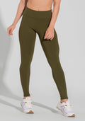 Legging Fitness Feminina Com Lateral Canelada Motion Lines Dlk Verde Oliva