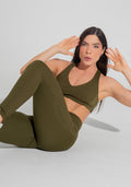 Legging Fitness Feminina Com Lateral Canelada Motion Lines Dlk Verde Oliva