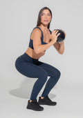 Legging Fitness Feminina Com Lateral Canelada Motion Lines Dlk Azul Marinho