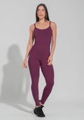Macacão Fitness Feminino Com Lateral Canelada Motion Lines Dlk Vinho