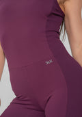 Macacão Fitness Feminino Com Lateral Canelada Motion Lines Dlk Vinho