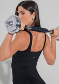 Macacão Fitness Feminino Com Detalhe Canelado Motion Lines Dlk Preto