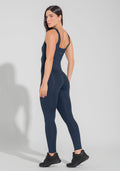 Macacão Fitness Feminino Com Detalhe Canelado Motion Lines Dlk Azul Marinho