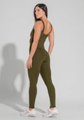 Macacão Fitness Feminino Com Detalhe Canelado Motion Lines Dlk Verde Oliva