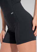 Macaquinho Fitness Feminino Com Lateral Canelada Motion Lines Dlk Preto