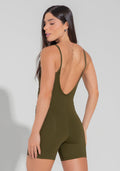 Macaquinho Fitness Feminino Com Lateral Canelada Motion Lines Dlk Verde Oliva