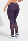 Legging Fitness Feminina Com Elástico No Cós E Detalhe Em Tule Activity Dlk Roxo