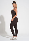 Macacão Fitness Feminino Com Alças Cruzadas De Elástico Activity Dlk Marrom Café