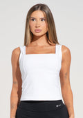 Camiseta Fitness Feminina Com Decote Quadrado Branco Básica Dlk