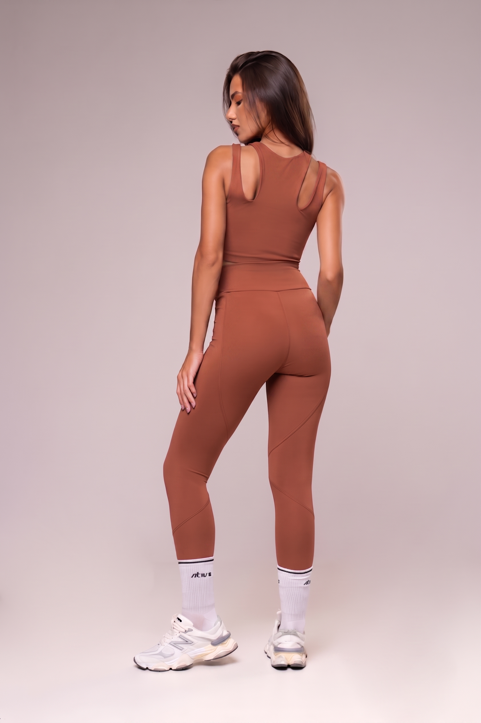 Conjunto Legging e Top Alças Duplas Essentials Telha
