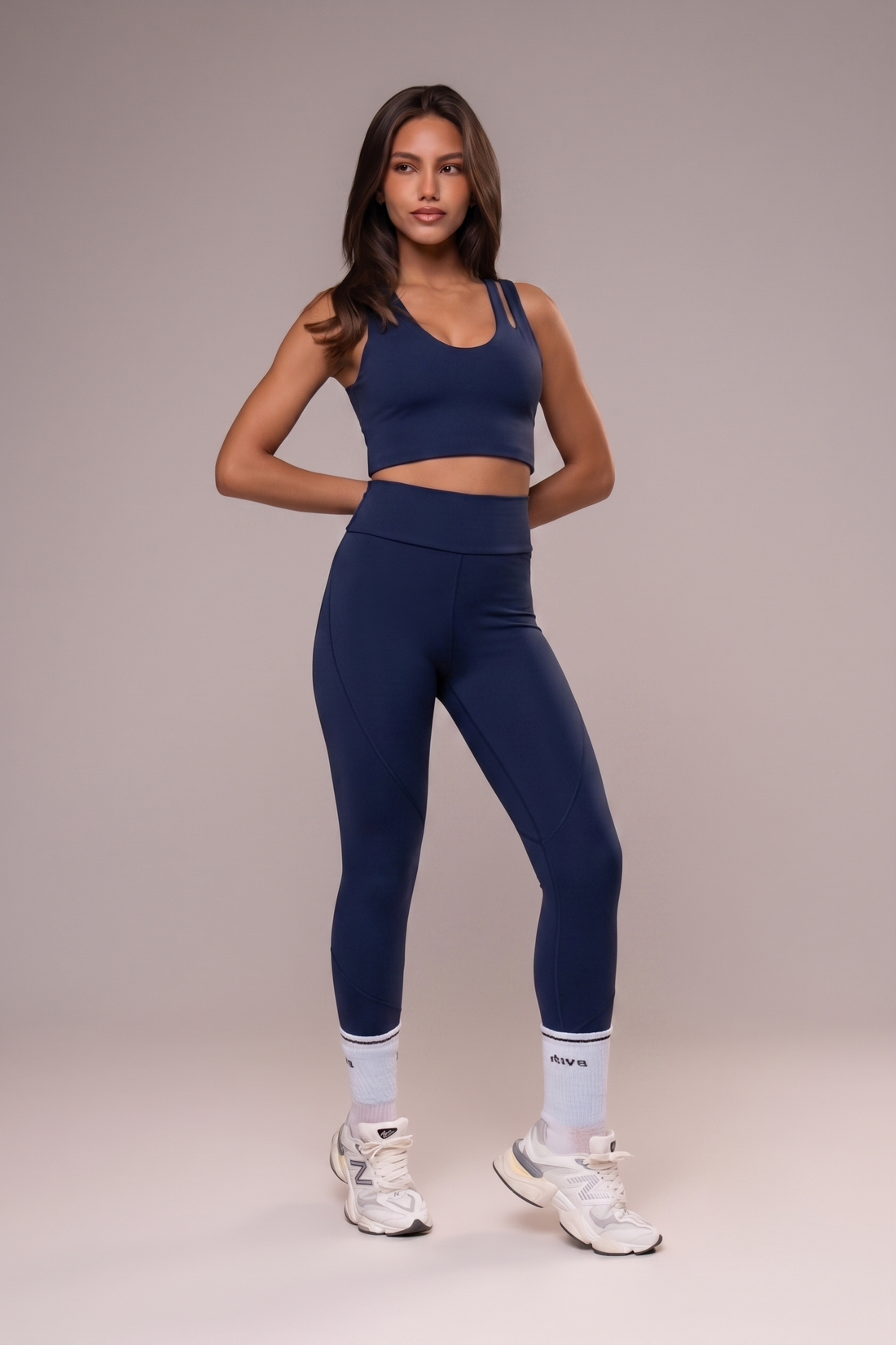 Conjunto Legging e Top Alças Duplas Essentials Azul Noturno